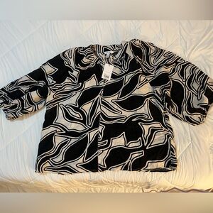 Nine West Black and White Patterned Top
